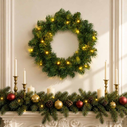 vidaXL Julekrans Grønn Ø 30 cm PVC 25 LED-lys