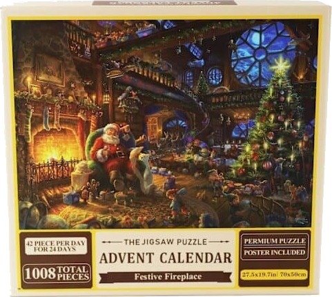 1008 brikkers puslespill adventskalender juletema med peis