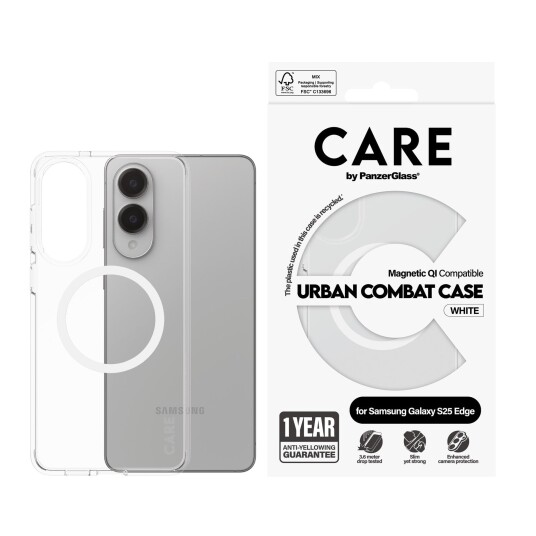 PanzerGlass Urban Combat Transparent Case med Qi-kompatibilitet for Samsung Galaxy S25 Edge