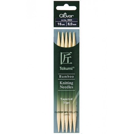 Clover Takumi Strikkepinner Bambus 16cm 6,00mm