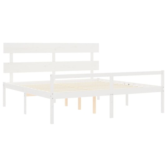 Seniorseng med hodegavl hvit 200x200 cm heltre Seniorseng med hodegavl hvit 200x200 cm heltre