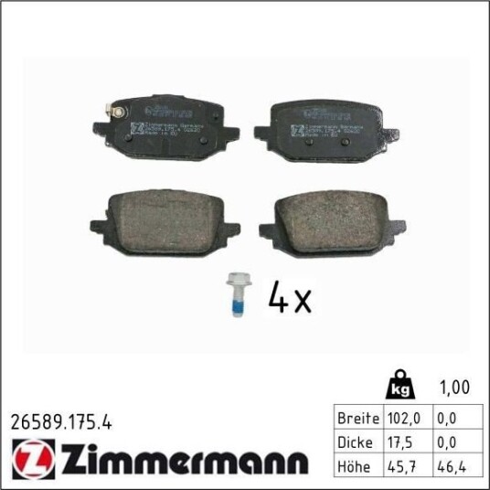 ZIMMERMANN 26589.175.4 Bremseklosser