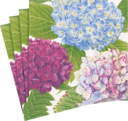 Caspari   Hydrangea Garden serviett 40x40 cm 20 stk blå