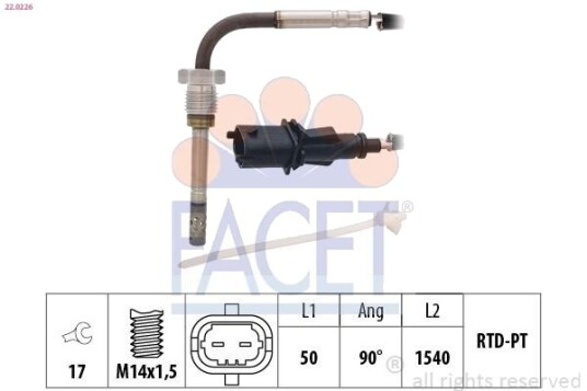 Sensor, eksostemperatur FACET 22.0226