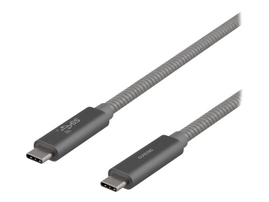 Deltaco 1 m USB-C kabel 3.2 Gen 2 100 W med Power Delivery - Romgrå Deltaco 1 m USB-C kabel 3.2 Gen 2 100 W med Power Delivery - Romgrå