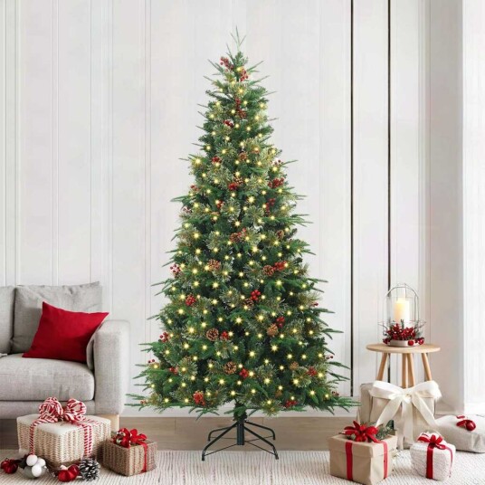  Kunstig sammensatt juletre med 300 LED grønn 240 cm PE og PVC