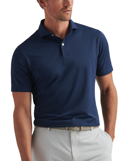 Peter Millar Soul Performance Mesh Polo   Edwin Spread Collar   Navy   M