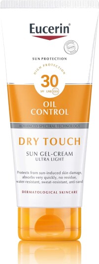 Eucerin Sun Gel-Cream Dry Touch SPF 30 - 200 ml, Vannbestandig Solkrem for Alle Hudtyper