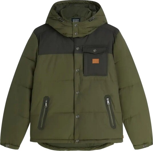 Scotch & Soda Hooded Puffer Jacket - OLIVE NIGHT - L