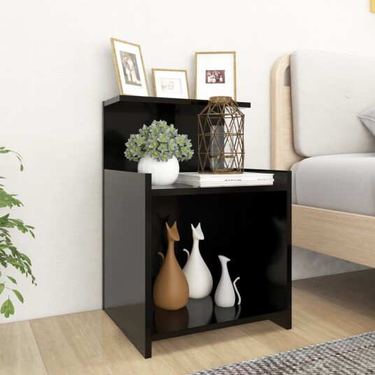 vidaXL Nattbord svart 40x35x60 cm sponplate