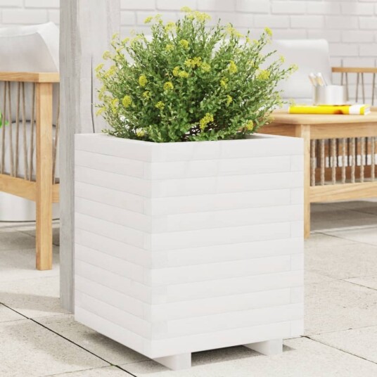  Plantekasse hvit 40x40x49,5 cm heltre furu