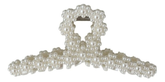 DARK Vintage Pearl Hair Claw Looped White