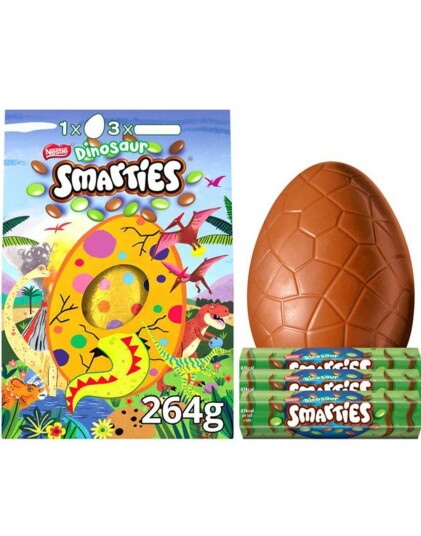 Smarties Dinosaur Egg   Kjempestort Sjokoladeegg med 2 Smarties Tuber 226 gram
