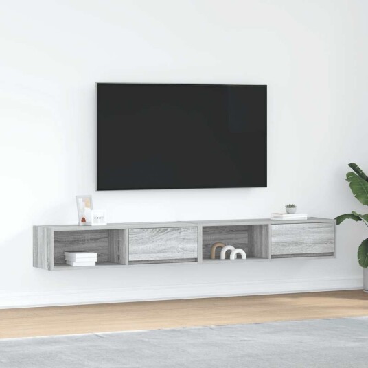 TV benker 2 stk grå sonoma 100x31x25,5 cm konstruert tre TV benker 2 stk grå sonoma 100x31x25,5 cm konstruert tre