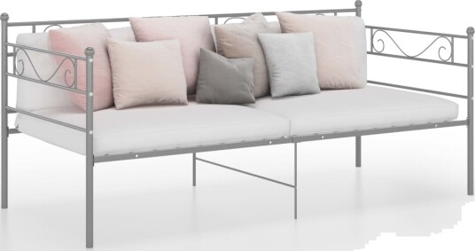  Ramme til sovesofa grå metall 90x200 cm