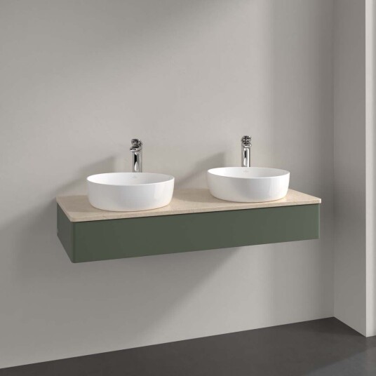 Villeroy & Boch Antao Servantskap med 1 skuff 120x50x19 cm u/lys Grønn Matt/Crème Villeroy & Boch Antao Servantskap med 1 skuff 120x50x19 cm u/lys Grønn Matt/Crème