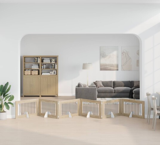 Vidaxl Foldbar Hundegitter Med Stativer 6 Stk. Sonoma Eik 602 cm