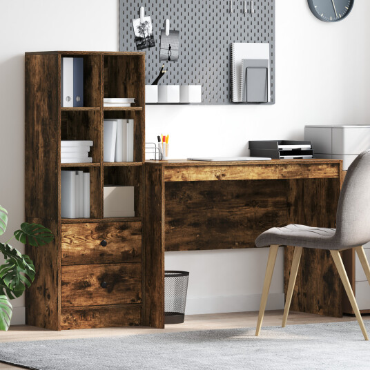 Skrivebord med lagring 2 pcs Røkt eik 100 x 50 x 76 cm