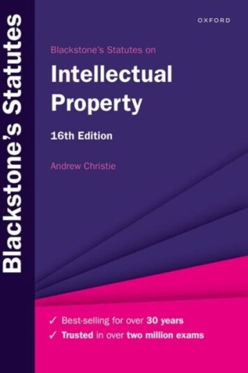 Blackstone'S Statutes On Intellectual Property Av Prof Andrew (Chair Of Intellectual Property Chair Of Intellectual Property Melbourne Law School