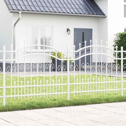 vidaXL Hagegjerde Hvit 140 cm Pulverlakkert stål