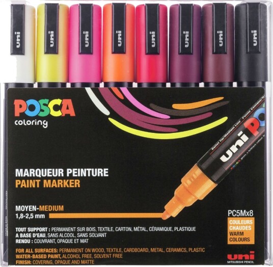 Posca Posca PC-5M Warm tones Set of 8 Posca Posca PC-5M Warm tones Set of 8