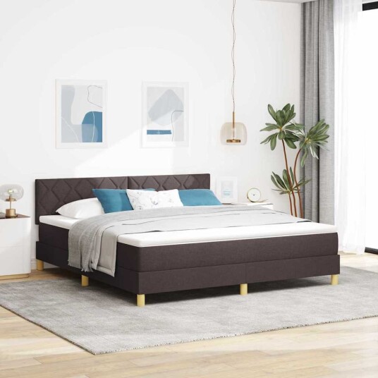 Box Spring Seng med madrass & LED Mørkebrun 180x200 cm Stoff Box Spring Seng med madrass & LED Mørkebrun 180x200 cm Stoff