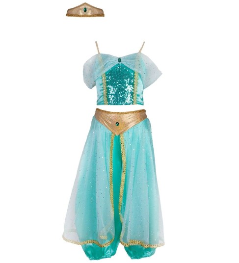 Great Pretenders Kostymer m. Hårbånd Jasmine Dress Grønn Great Pretenders 7 8 år 122 128 Kostymer