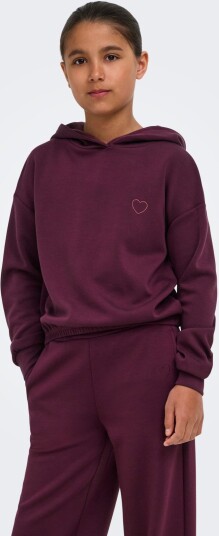 Kids Only Kogada Cooper Heart L/S Hood Fr Swt Noos Burgundy 146 152