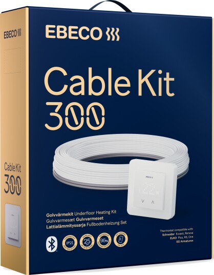 Ebeco Gulvvarmesett Cable Kit 300 Med Varmekabel Og Termostkat 8,9 m, 100 w Ebeco Gulvvarmesett Cable Kit 300 Med Varmekabel Og Termostkat 8,9 m, 100 w
