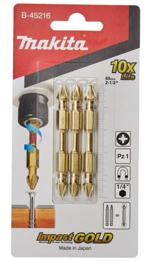 Makita Dobbel Ig Skrutrekkers Bit Pz1 65Mm 3Stk