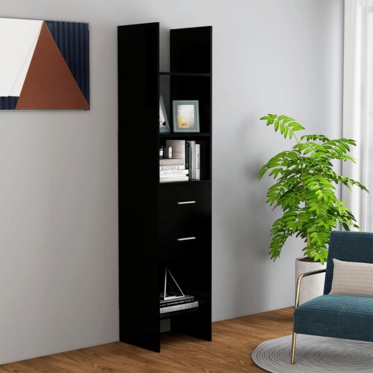 vidaXL Bokhylle svart 40x35x180 cm sponplate
