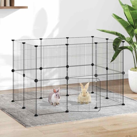 Vidaxl Dyrebur 20 Paneler Med Dør Svart 35X35 cm Stål