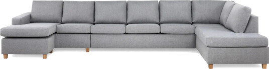 Crazy 6 seters Høyrevendt U formet XX Large Sofa med Divan og Sjeselong i Stoff Grå