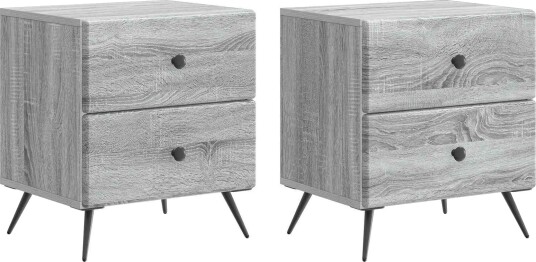  Nattbordskap med skuff 2 pcs Grå sonoma 43 x 34,5 x 47,5 cm