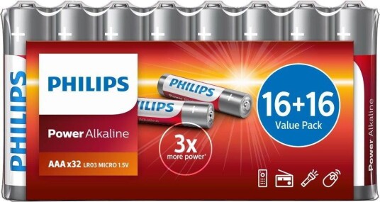 Philips Power Alkaline AAA 32-Pack Engangsbatterier 1,5 V Philips Power Alkaline AAA 32-Pack Engangsbatterier 1,5 V