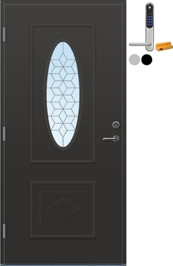 Ytterdør Bygg1 Fana Klart Blyglass med Yale Doorman Classic Home