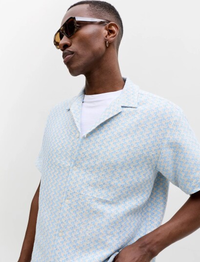 Jack & Jones Jormontauk Crochet Shirt Ss Sa26 Ln Blue XL Jack & Jones Jormontauk Crochet Shirt Ss Sa26 Ln Blue XL