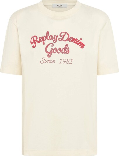 Replay T Shirt Boxy Cream M