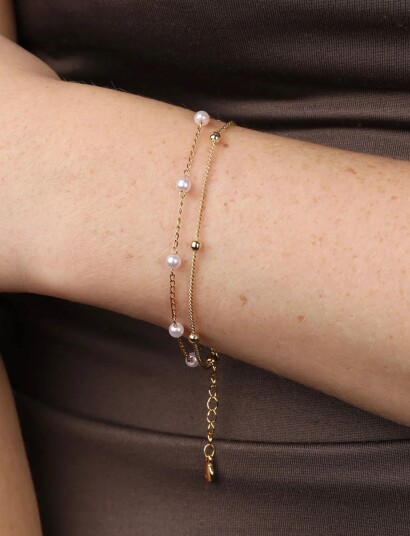 Timi of Sweden Lo - Layered Chain Bracelet Stainless Steel - Gold - ONE SIZE 17 cm Timi of Sweden Lo - Layered Chain Bracelet Stainless Steel - Gold - ONE SIZE 17 cm