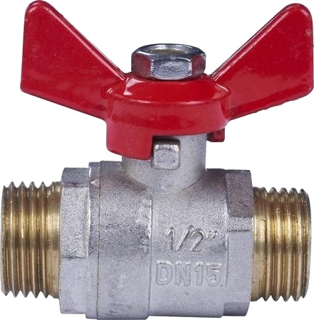 Pettinaroli Kuglehane 3/4" Nippel/Nippel Kompaktmodel Med Rødt T Greb