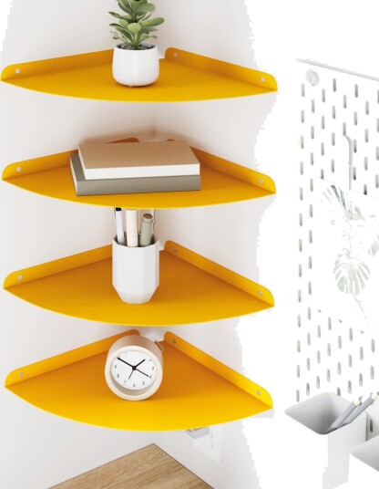 vidaXL Flytende hylle med hylle 4 pcs Sennepsgul 30 x 30 x 2 cm