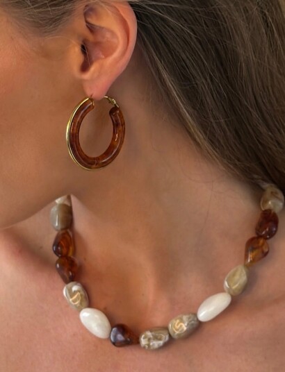 Bud to rose Halo Resin Earring Black Brown ONE SIZE Bud to rose Halo Resin Earring Black Brown ONE SIZE