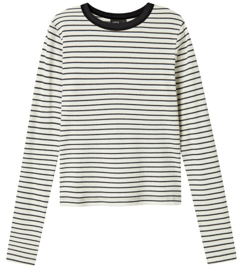 LMTD Nlfhinaja Ls Stripe Short S Top Noos White 158-164