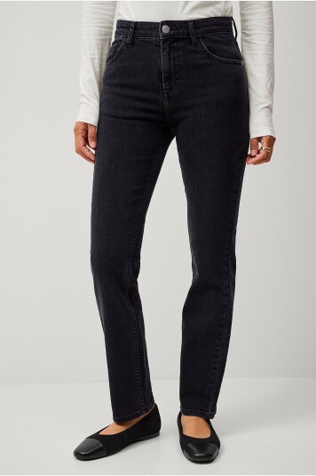 Ellos Collection Smale stretchjeans med høy midje Svart