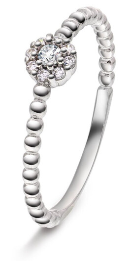 Pan Jewelry, Ring i 925 rhodinert sølv med hvite zirkonia, størrelse 48