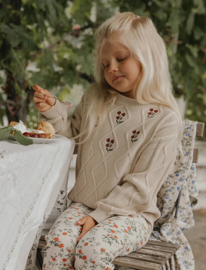 Garbo&Friends Embroidery Knitted Sweater   Cream   110/116