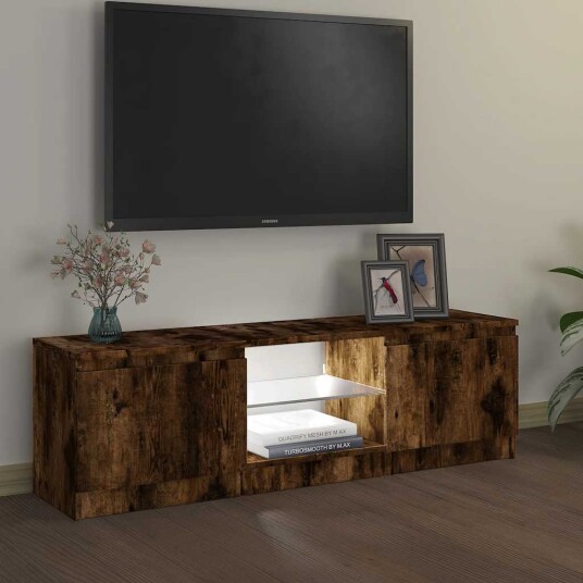 vidaXL TV-benk med LED-lys røkt eik 120x30x35,5 cm vidaXL TV-benk med LED-lys røkt eik 120x30x35,5 cm