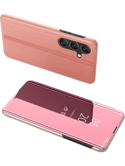 Hurtel Clear View Case Cover for Samsung Galaxy A24 4G Cover with a Flap Pink