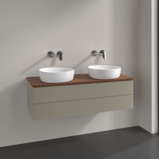 Villeroy & Boch Antao Servantskap med 2 skuffer 120x50x36 cm m/lys Steingrå/Valnøtt Villeroy & Boch Antao Servantskap med 2 skuffer 120x50x36 cm m/lys Steingrå/Valnøtt