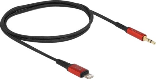 Delock Kabel Fra Lightning Til Hodetelefonsjakk Lightning Hann Til Mini Phone Stereo 3.5 Mm Hann 50 Cm Svart Rød